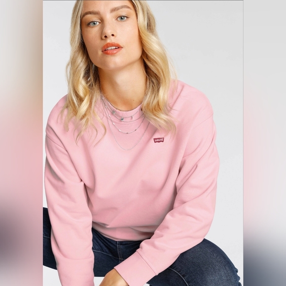 Levi's | Standard Crew Logo Sweatshirt | Blush Soft Pink | Womens Size XS - Picture 2 of 16